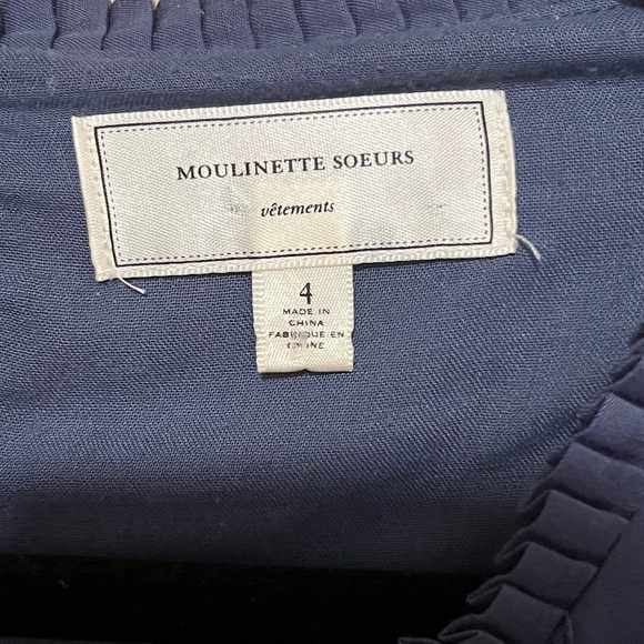 Anthropologie 4 Moulinette Soeurs Navy Pintuck Dotted Sleeveless Fit & Flare - Picture 5 of 9